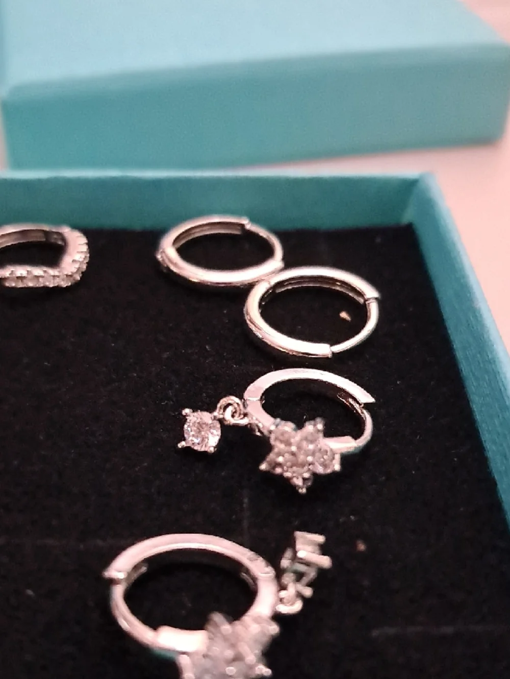 Silver Hoop Earrings Set - Women's Fashion Earrings - Picture 4 of 4